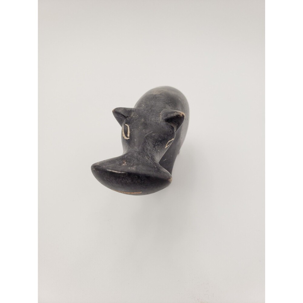 Hand Carved Soapstone Hippopotamus Figurine Made In Kenya 4" Silly Eyes Folk Art - Picture 4 of 7
